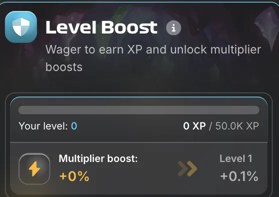 Rush Hour Level Boost panel showing XP progress bar and multiplier boost percentage